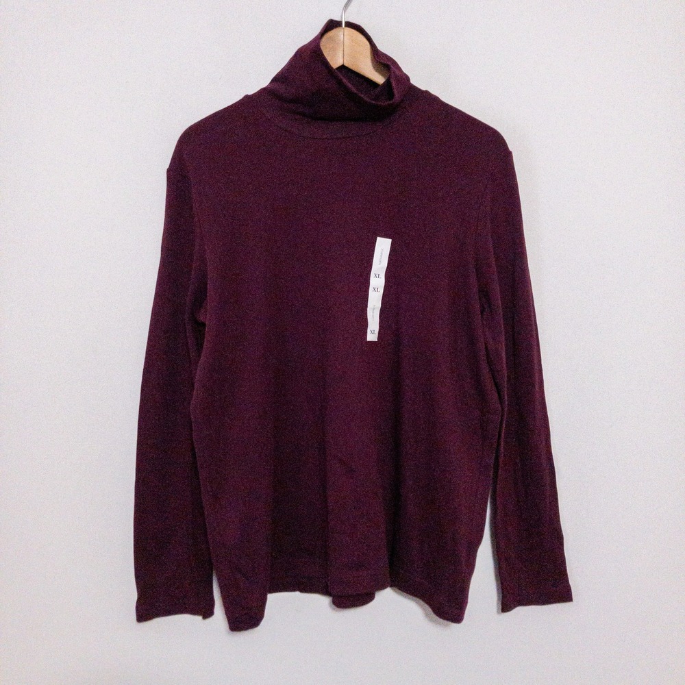 Croft & Barrow Classic Turtleneck Tee Shirt Womens XL Ruby Red Basic Layer New